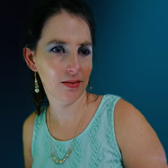 Blue and Gold Glass Pearl Wedding Jewelry Set - Picture 8 of 8